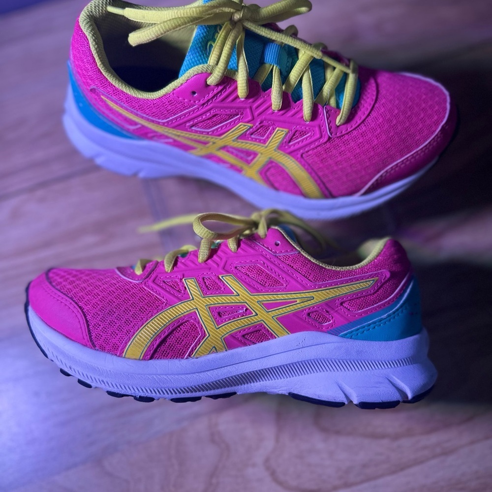 ASICS Kids' Vibrant Pink and Neon Yellow Sneakers - Picture 2 of 10